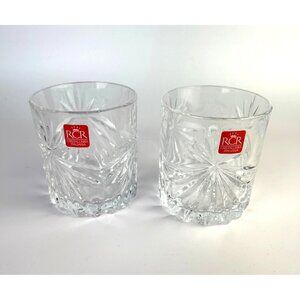RCR Crystal Whisky Tumblers. Scotch Gin Water Glasses. Set of 2